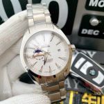 Swiss Quality Omega Seamaster Moon Phase Watches - SS White Dial